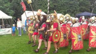 Roman Reenactment at the Amphitheatre in Caerleon Marching In [upl. by Atilegna]