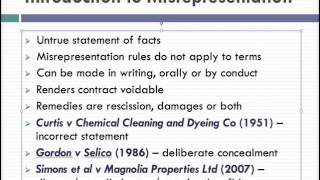 Misrepresentation Lecture 1 of 4 [upl. by Diann83]